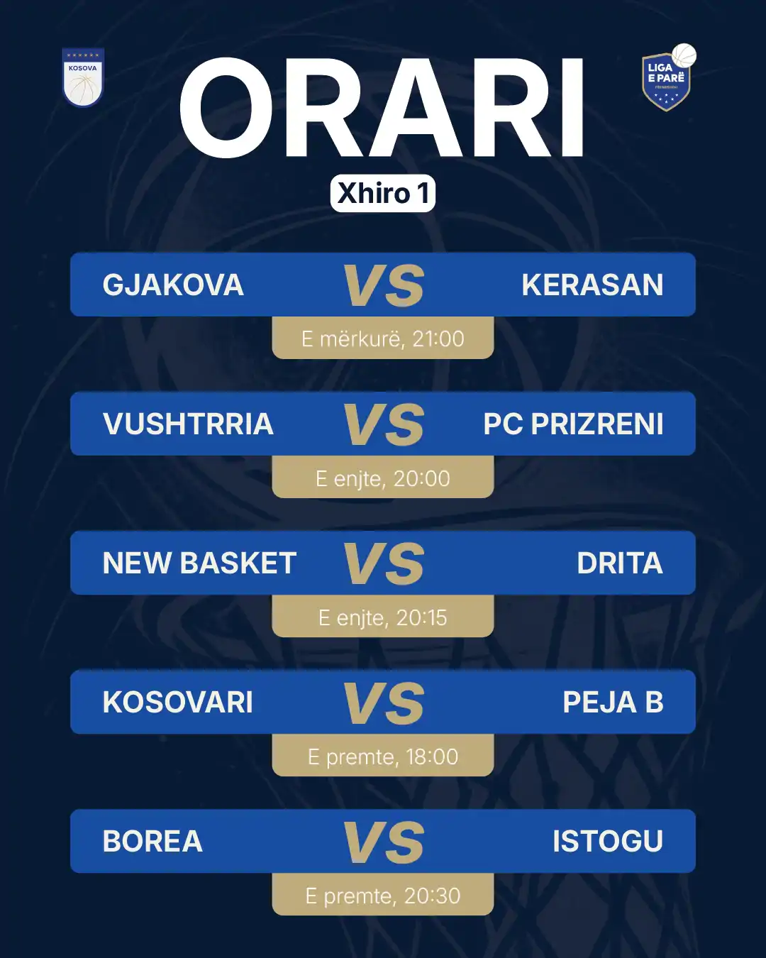 Fillon Liga e Parë e Meshkujve